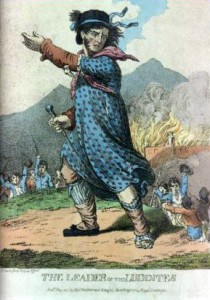 The Leader of the Luddites, engraving of 1812