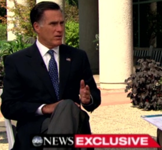 Mitt Romney, ABC News interview with George Stephanopoulos, 9-14-12, screen shot.
