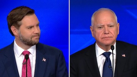 JD Vance-Tim Walz CBS, Debate, 10-1-24, screenshot