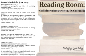 "Reading Room," invitation, Petrified Forest, June 2014